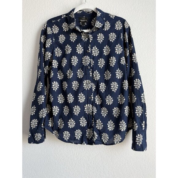 J.Crew The Perfect Button Down Poplin Long Sleeve Shirt Women’s Size 6 Navy Blue - Picture 5 of 12